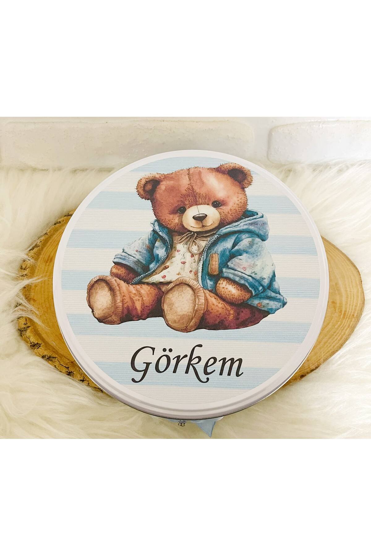 50 Adet Mavi Çizgili Ayıcık Temalı İsme Özel Hoşgeldin Erkek Bebek Hediyelik Çikolata - Görsel 4