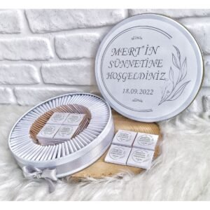 100 Adet Gri Sünnet Temalı İsme Özel Hoşgeldin Erkek Bebek Hediyelik Çikolata
