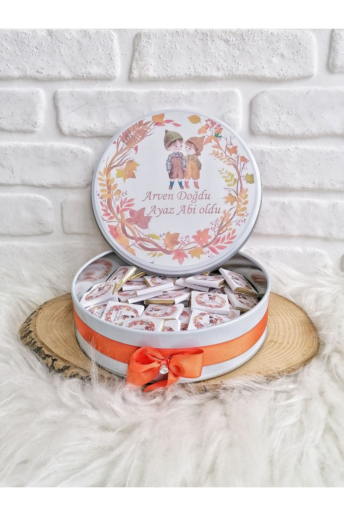 100 Adet Abi Kardeş Temalı İsme Hoşgeldin Erkek Bebek Hediyelik Çikolata - Görsel 3