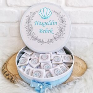 100 Adet Deniz Temalı İsme Hoşgeldin Erkek Bebek Hediyelik Çikolata