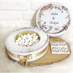 200 Adet+200 Gr Drajeli Kahverengi Çiçekli İsme Özel Nişan-Nikah-Düğün-Söz Hatırası Gelin Bohçası Hediyelik Çikolata