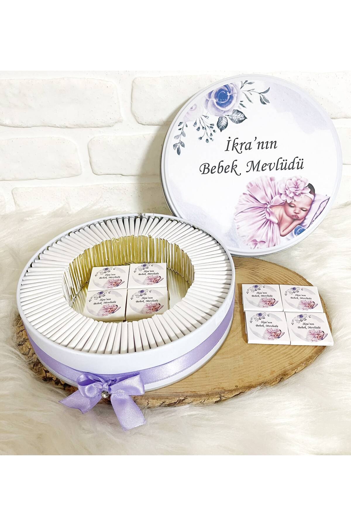 50 Adet Lila Bebek Temalı İsme Özel Hoşgeldin*Mevlüt Kız Bebek Hediyelik Çikolata - Görsel 2