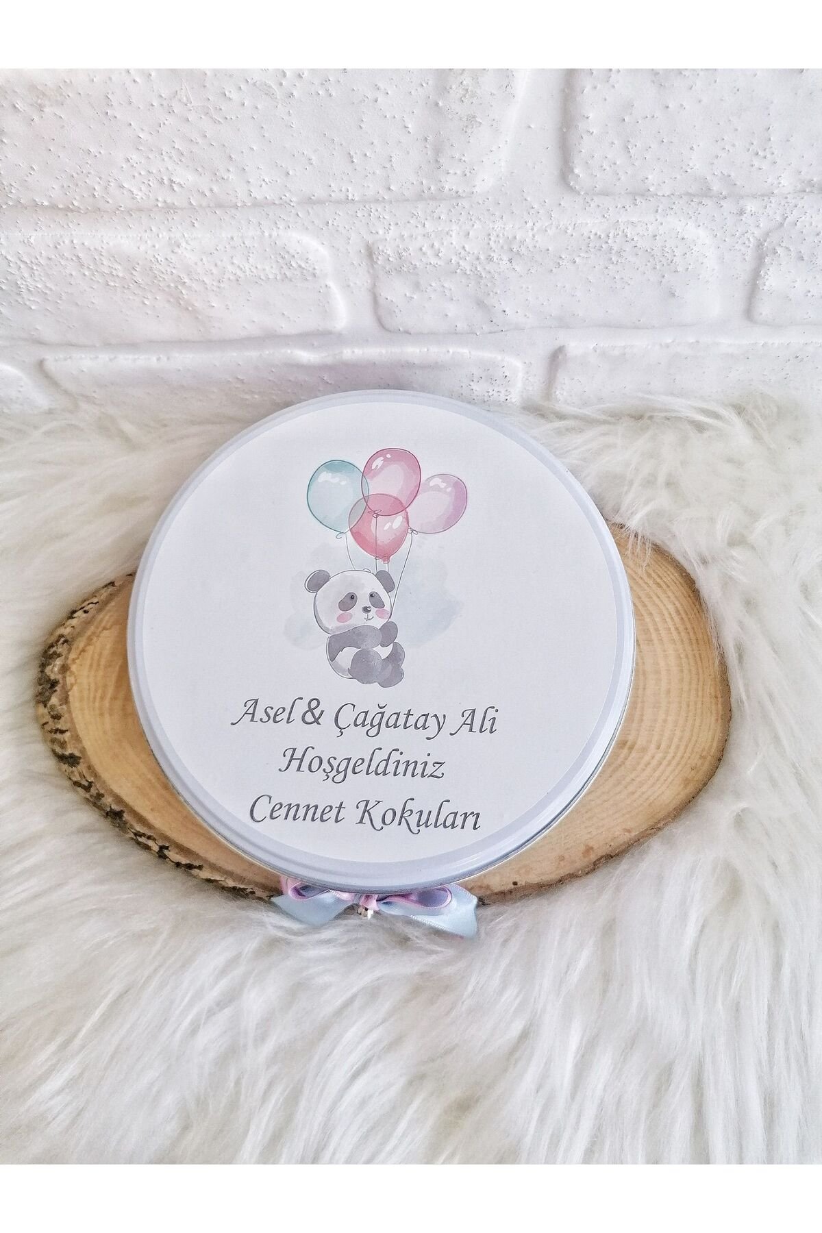 150 Adet Balon Tutan Panda Temalı İsme Hoşgeldin Kız-Erkek Bebek Hediyelik Çikolata - Görsel 6