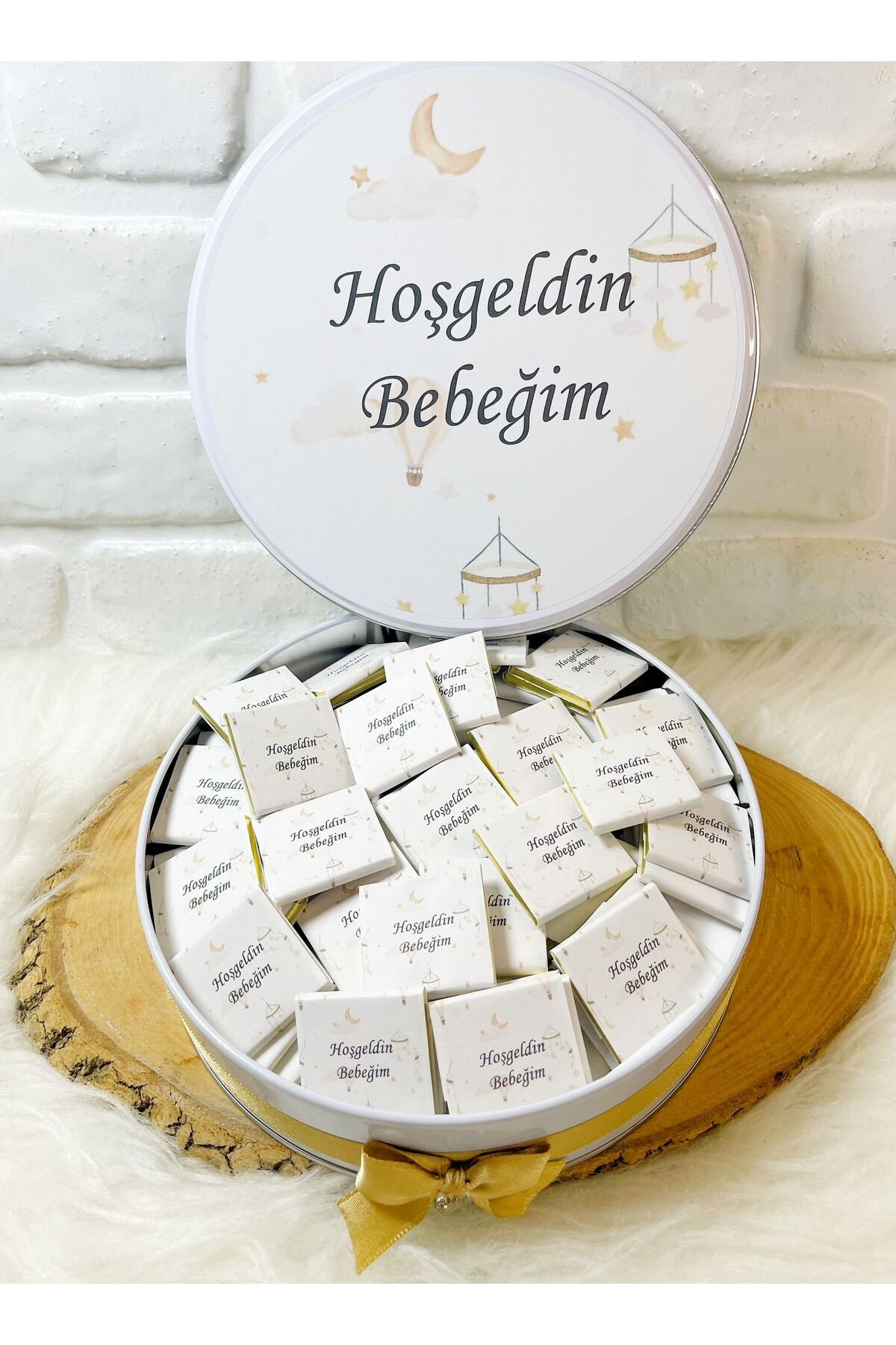 100 Adet Çıngıraklı Dönenceli İsme Özel Hoşgeldin Erkek Bebek Hediyelik Çikolata - Görsel 2