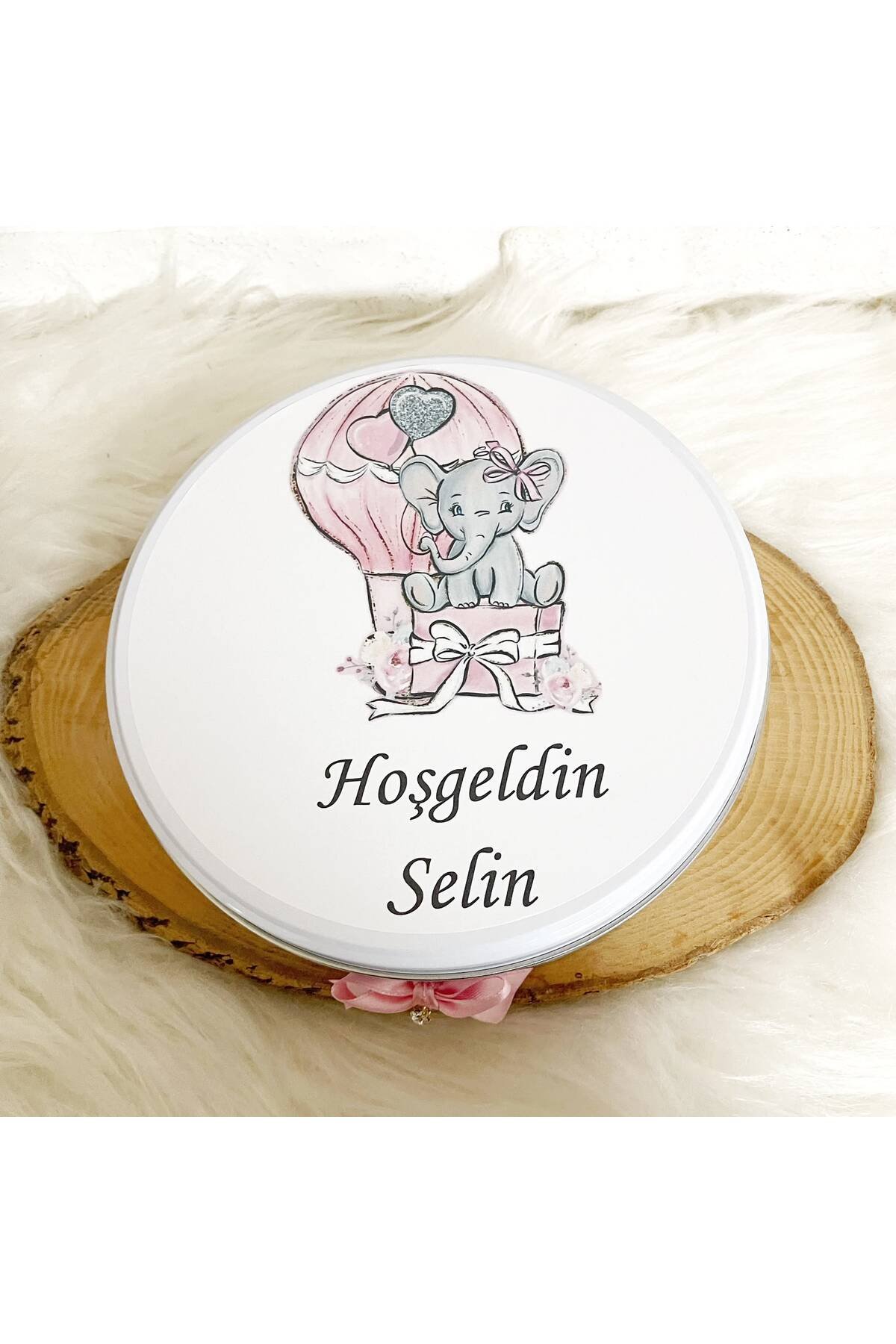 100 Adet+200 Gr Drajeli Pembe Filli Uçan Balon Temalı İsme Özel Hoşgeldin Kız Bebek Hediyelik Çikolata - Görsel 5