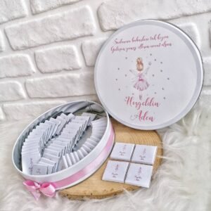 100 Adet Peri Kızı Temalı İsme Özel Hoşgeldin Kız Bebek Hediyelik Çikolata