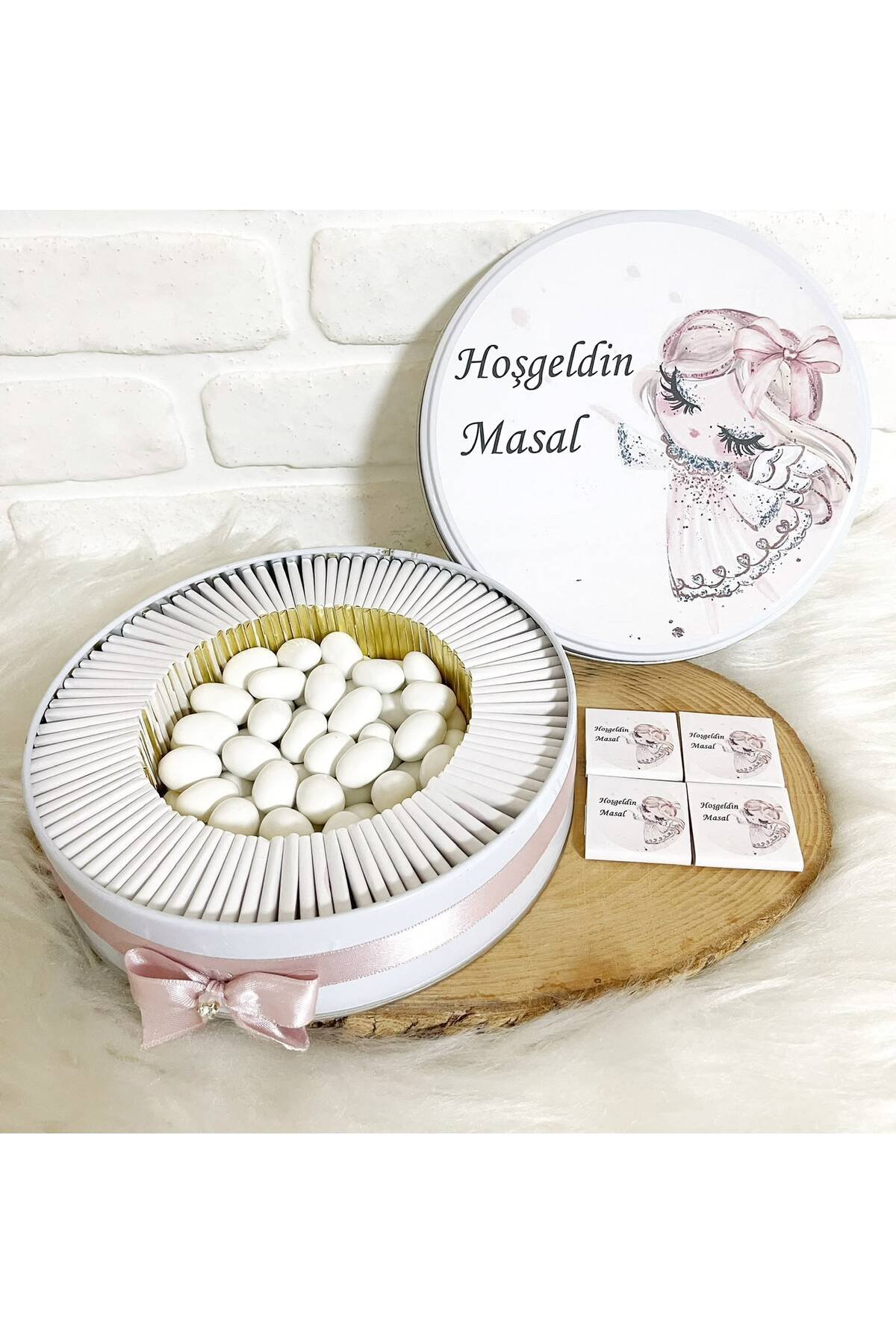 150 Adet+200 Gr Drajeli Süslü Kız Temalı İsme Özel Hoşgeldin Kız Bebek Hediyelik Çikolata - Görsel 2