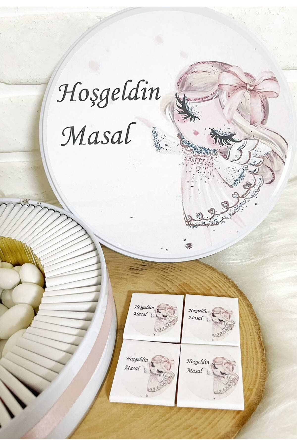 150 Adet+200 Gr Drajeli Süslü Kız Temalı İsme Özel Hoşgeldin Kız Bebek Hediyelik Çikolata - Görsel 3