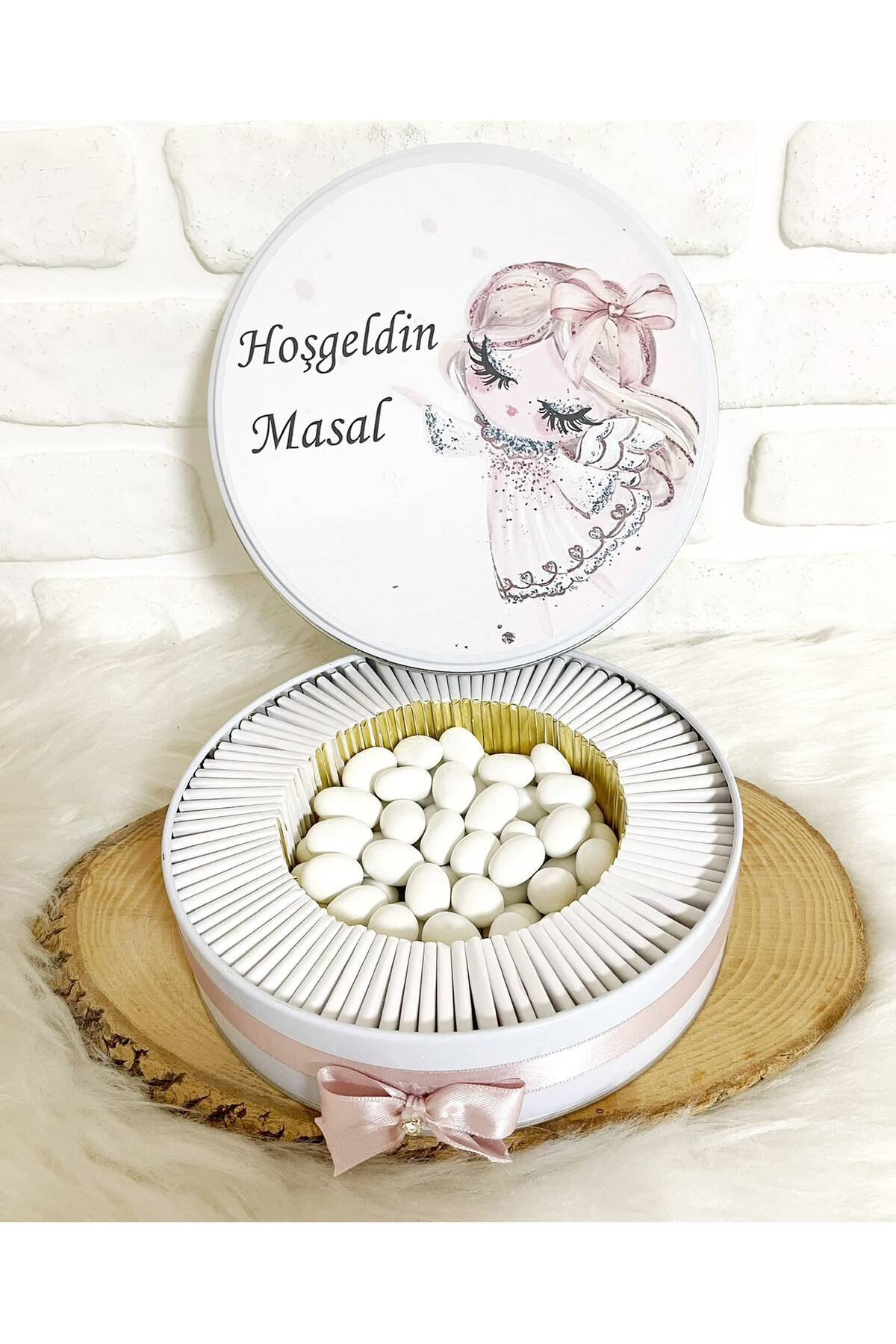 150 Adet+200 Gr Drajeli Süslü Kız Temalı İsme Özel Hoşgeldin Kız Bebek Hediyelik Çikolata - Görsel 4