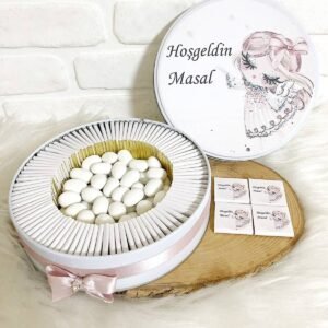 50 Adet+200 Gr Drajeli Süslü Kız Temalı İsme Özel Hoşgeldin Kız Bebek Hediyelik Çikolata