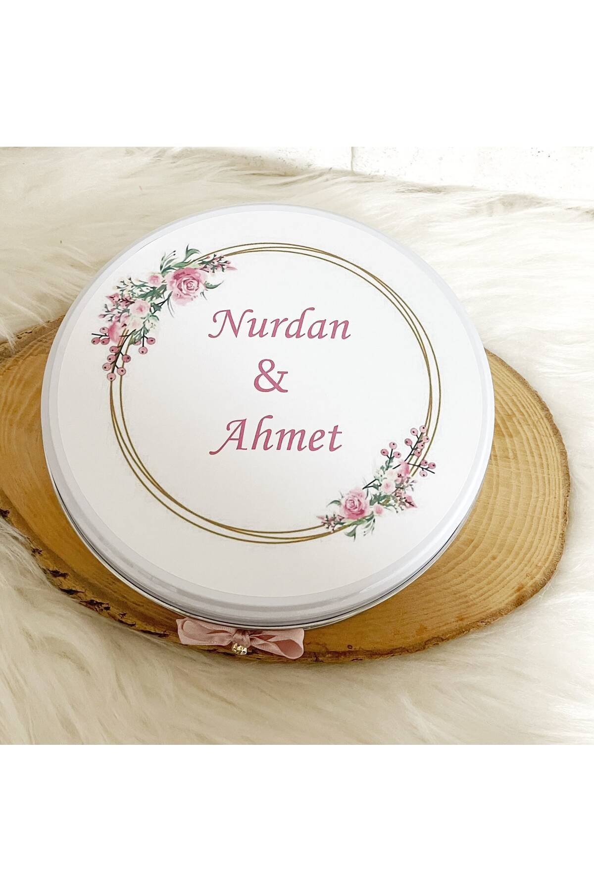 50 Adet Pembe Gül Temalı İsme Özel Nişan-Nikah-Söz-Düğün-Bohça Hatırası Hediyelik Çikolata - Görsel 5