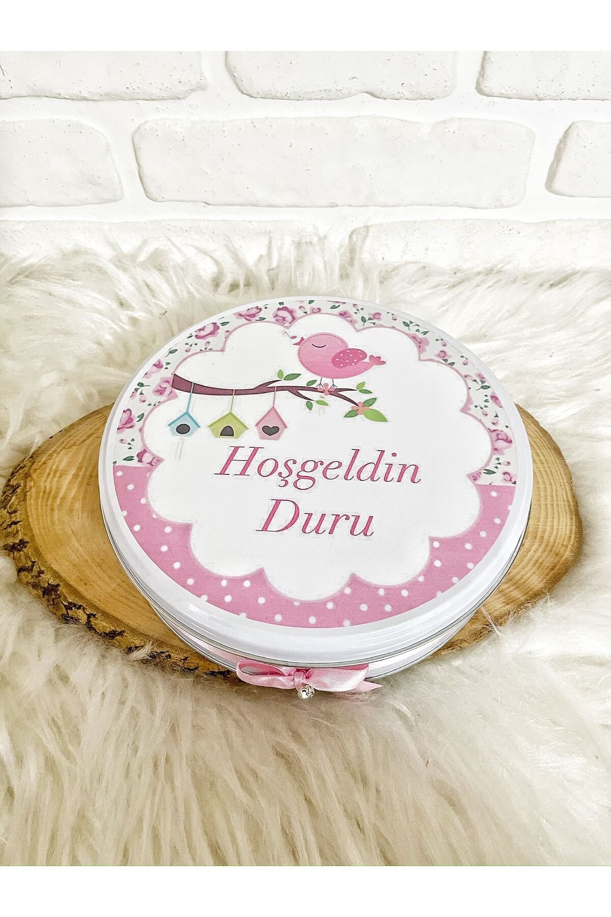 100 Adet Pembe Kuş Model İsme Özel Kız Bebek Hoşgeldin Hediyelik Çikolata - Görsel 5