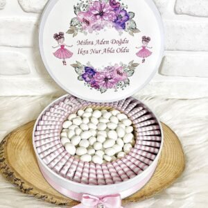 80 Adet+200 Gr Draje Kız Kardeş Temalı İsme Özel Kız Bebek Hoşgeldin Mevlüt Hediyelik Çikolata