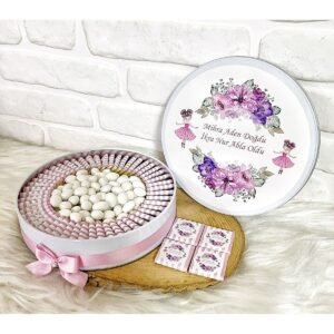 80 Adet+200 Gr Draje Kız Kardeş Temalı İsme Özel Kız Bebek Hoşgeldin Mevlüt Hediyelik Çikolata