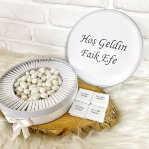 80 Adet+200 Gr Drajeli İsme Özel Kız-Erkek Bebek Doğum Nişan Nikah Hediyelik Çikolata