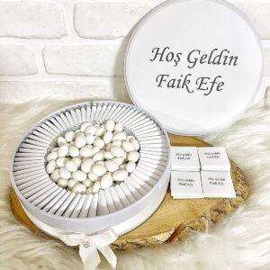80 Adet+200 Gr Drajeli İsme Özel Kız-Erkek Bebek Doğum Nişan Nikah Hediyelik Çikolata