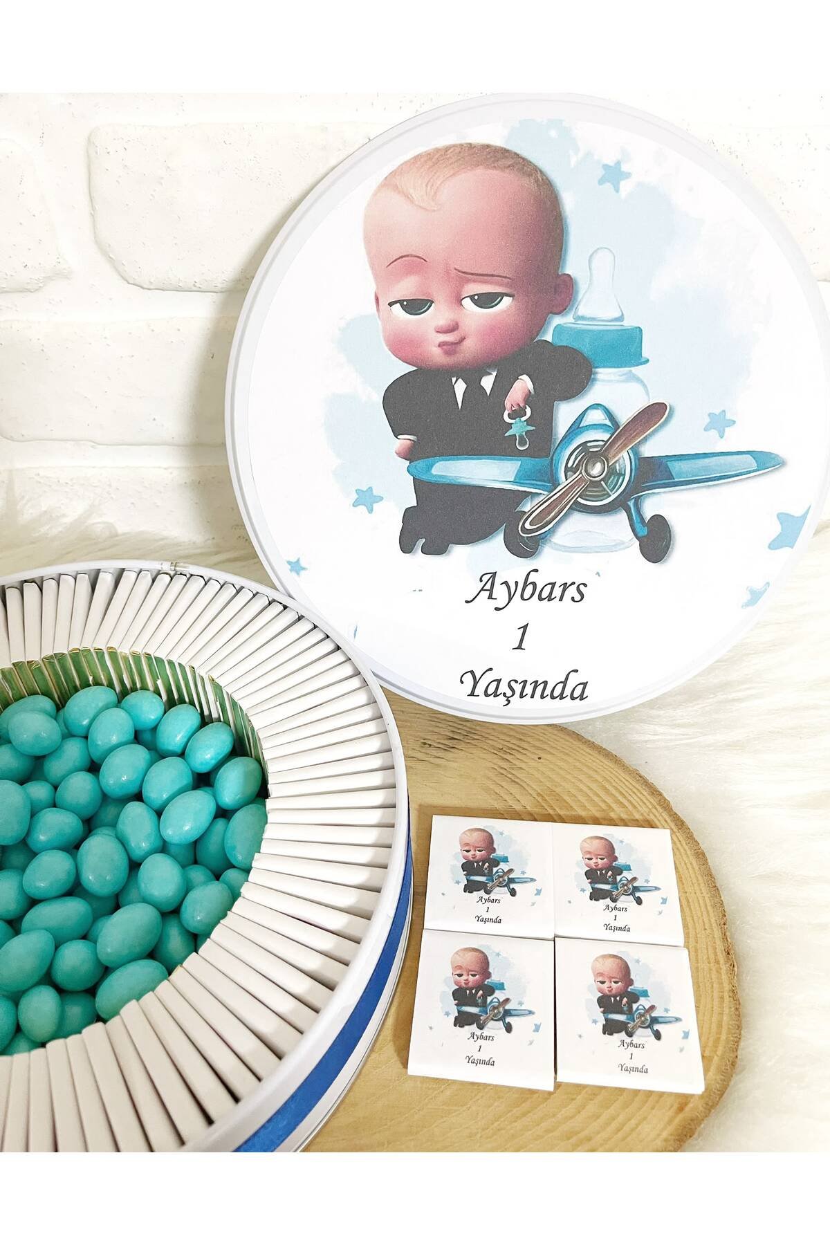 80 Adet+200 Gr Drajeli Helikopterli Patron Bebek Temalı İsme Özel Hoşgeldin Kız Bebek Hediyelik Çikolata - Görsel 3