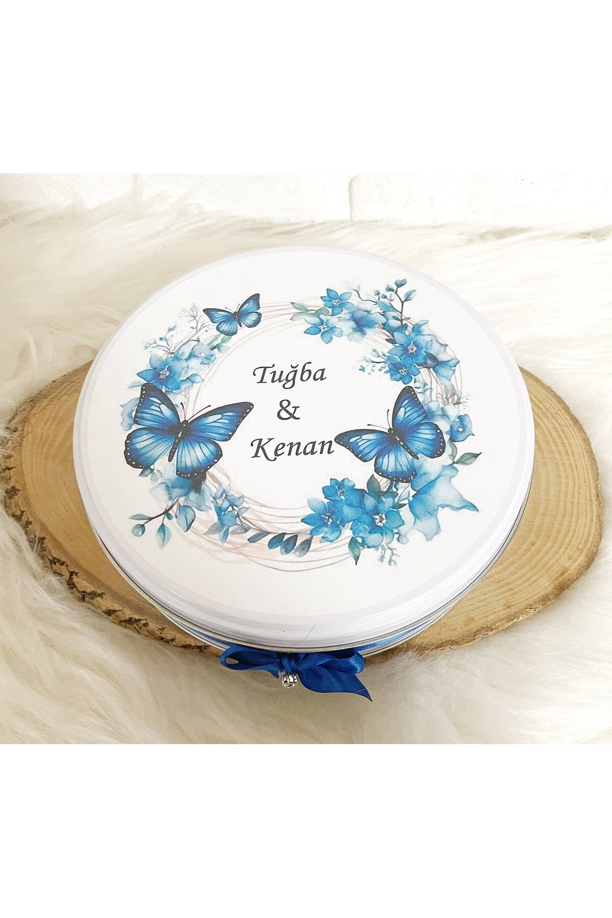 200 Adet+200 Gr Drajeli Mavi Kelebekli İsme Özel Düğün-Nişan-Nikah-Söz Hatırası-Gelin Bohçası Hediyelik Çikolata - Görsel 4