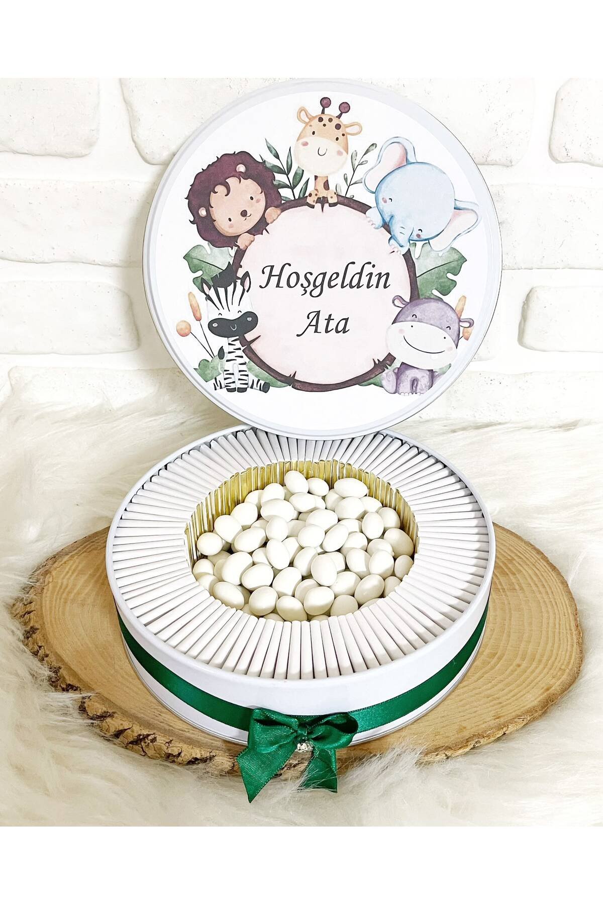 200 Adet+200 Gr Drajeli Safari Çerçeveli İsme Özel Hoşgeldin Erkek Bebek Hediyelik Çikolata - Görsel 4