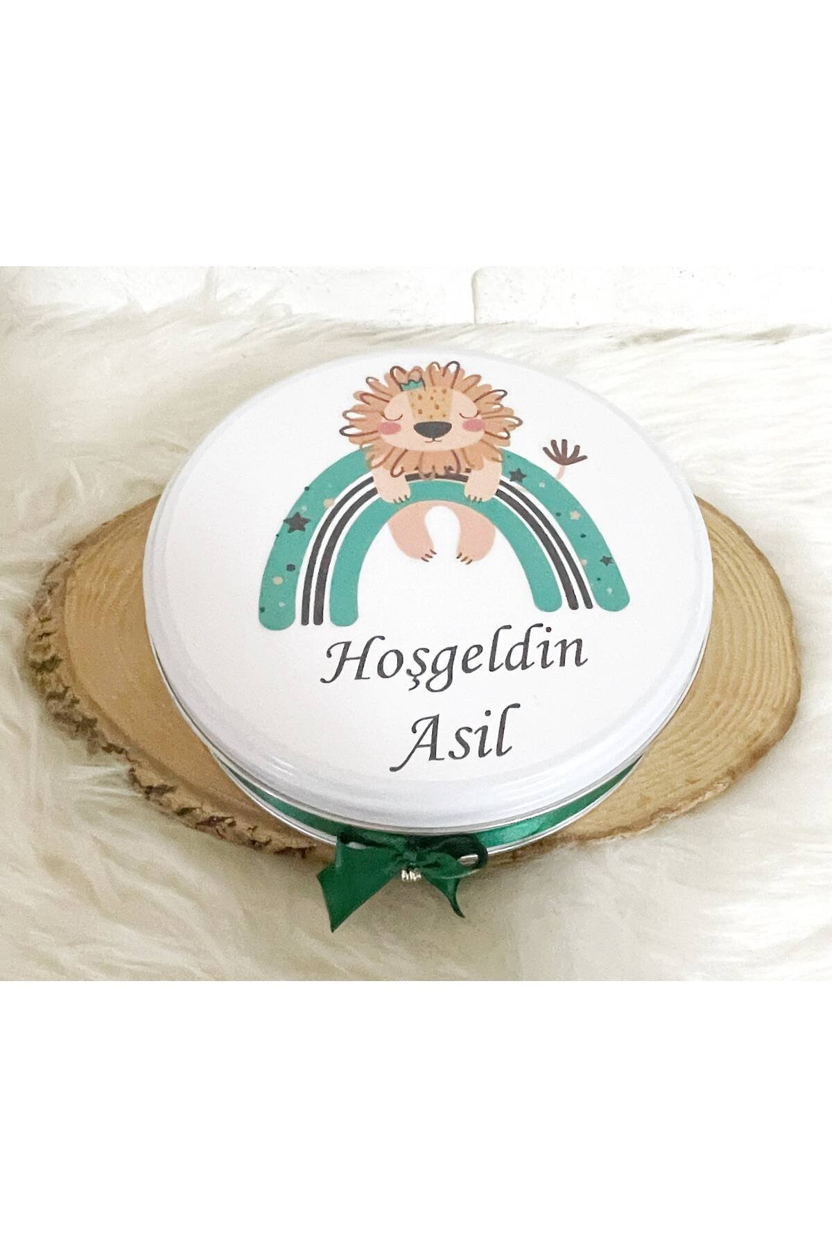 80 Adet + 200 Gr Drajeli Gökkuşağında Aslancık Temalı İsme Özel Hoşgeldin Erkek Bebek Hediyelik Çikolata - Görsel 2