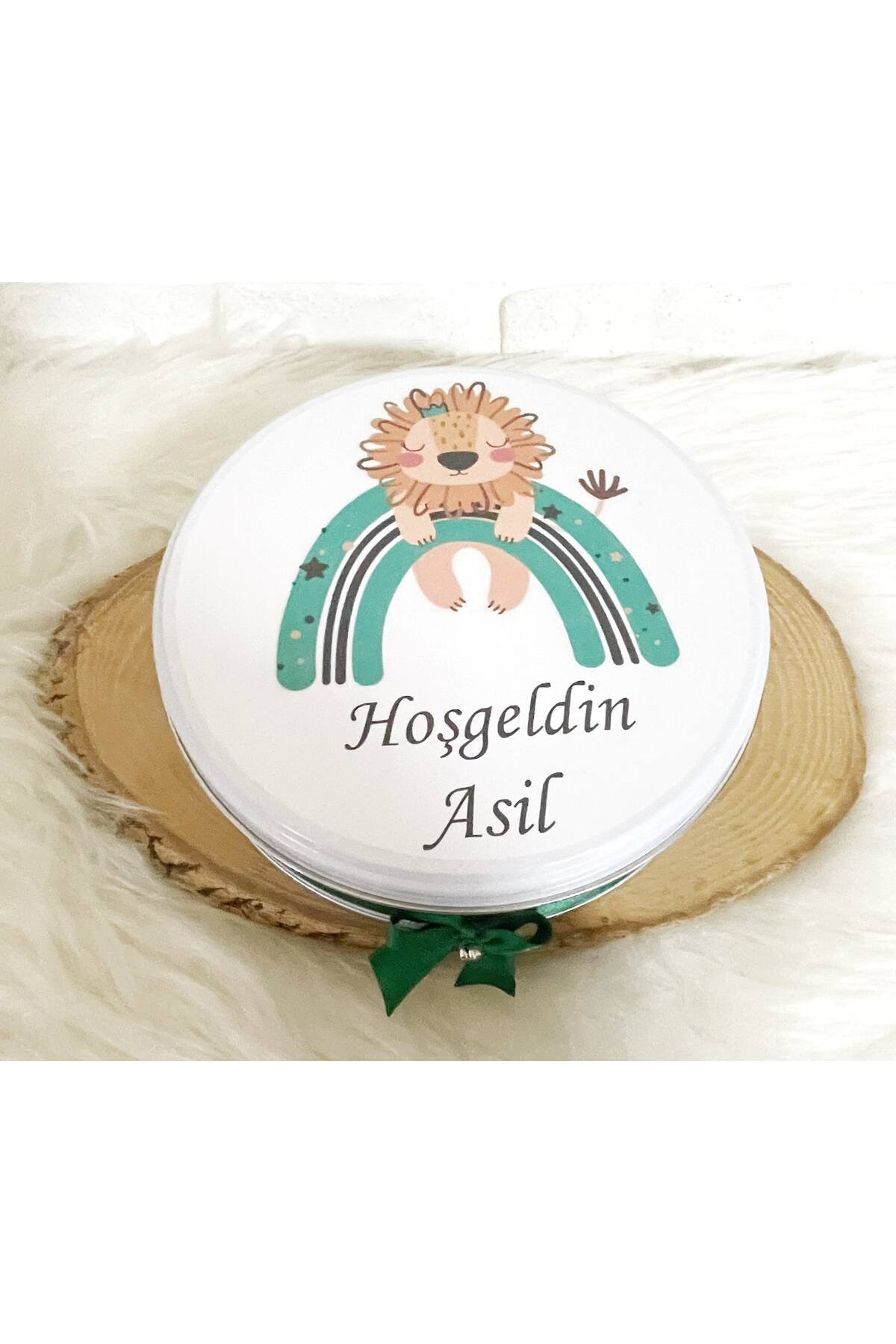 100 Adet Gökkuşağında Aslancık Temalı İsme Özel Hoşgeldin Erkek Bebek Hediyelik Çikolata - Görsel 5
