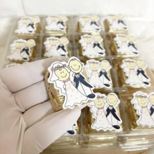 50 Adet (yaklaşık 1 Kg) Gelin Damat Temalı Model 9 Nikah- Nişan-Düğün-Söz Hatırası Hediyelik Kalın Madlen Çikolata
