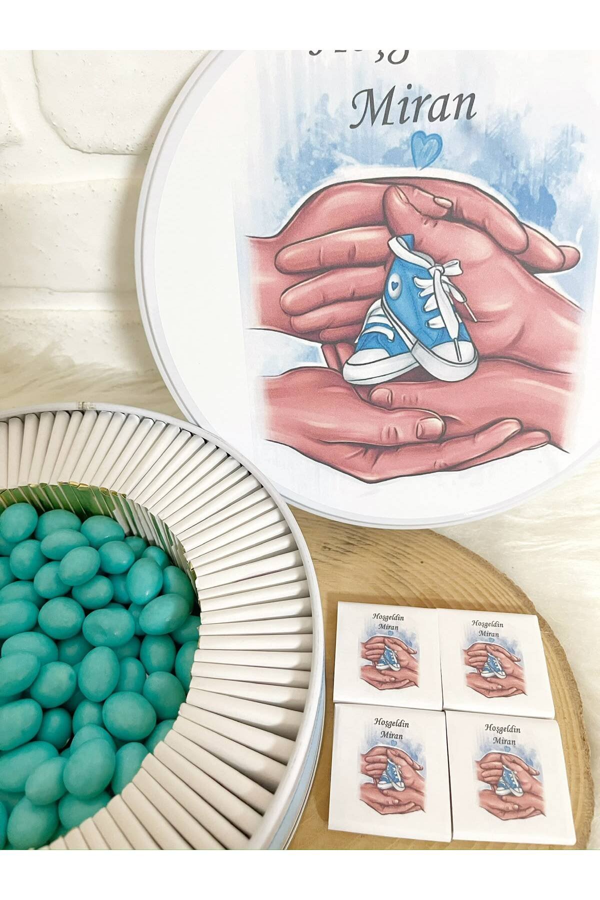 100 Adet+200 Gr Drajeli Aile Temalı İsme Özel Hoşgeldin Erkek Bebek Hediyelik Çikolata - Görsel 3
