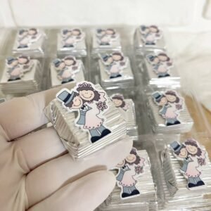 50 Adet (yaklaşık 1 Kg) Gelin Damat Temalı Model 4 Nikah- Nişan-Düğün-Söz Hatırası Hediyelik Kalın Madlen Çikolata