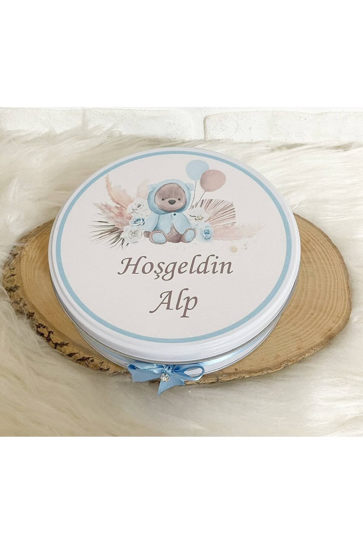 50 Adet+200 Gr Drajeli Çiçekli Ayıcık Temalı İsme Özel Hoşgeldin Erkek Bebek Hediyelik Çikolata - Görsel 5