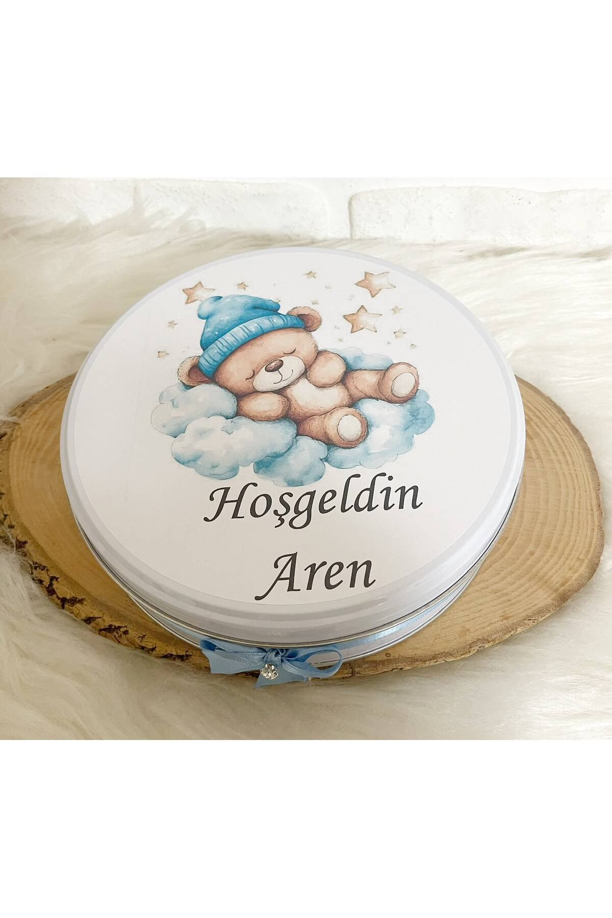 200 Adet Pofuduk Bulutta Uyuyan Ayıcık Temalı İsme Özel Hoşgeldin Erkek Bebek Hediyelik Çikolata - Görsel 5