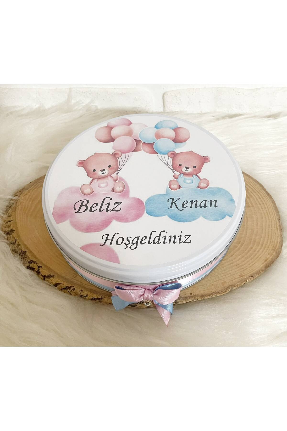 200 Adet+200 gr Drajeli Ayıcıklı İkiz Bebek Temalı İsme Özel Hoşgeldin Kız-Erkek Bebek Hediyelik Çikolata - Görsel 5