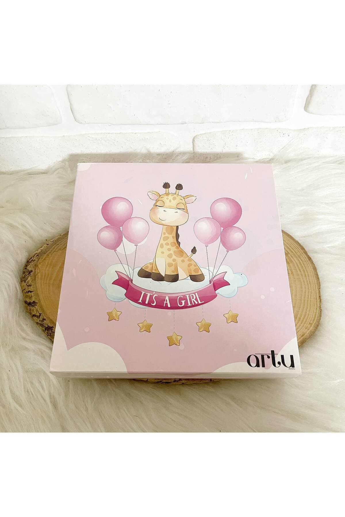 25 Adet Pembe Zürafa Model Kutuda Dekorlu Kız Bebek Hoşgeldin Hediyelik Çikolata - Görsel 5