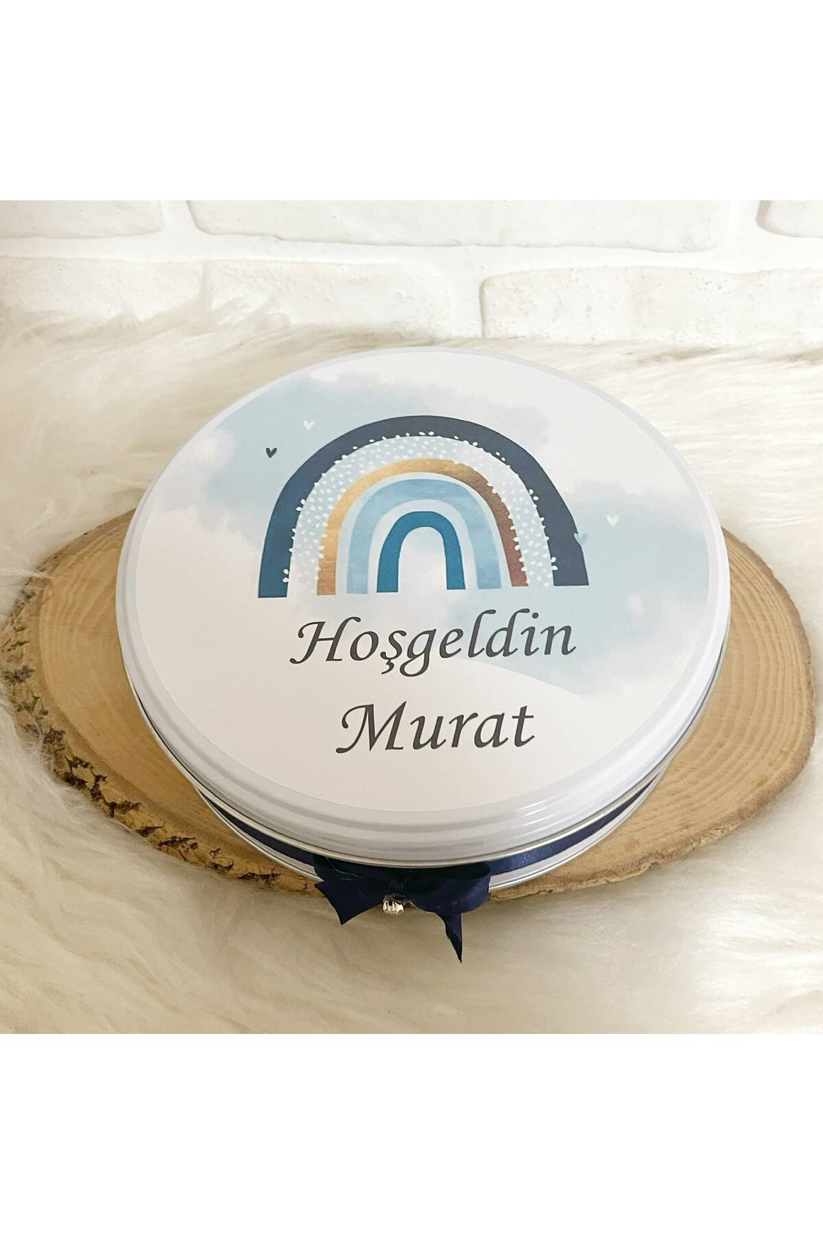 200 Adet+200 Gr Drajeli Mavi Gökkuşağı Temalı İsme Özel Hoşgeldin Erkek Bebek Hediyelik Çikolata - Görsel 5