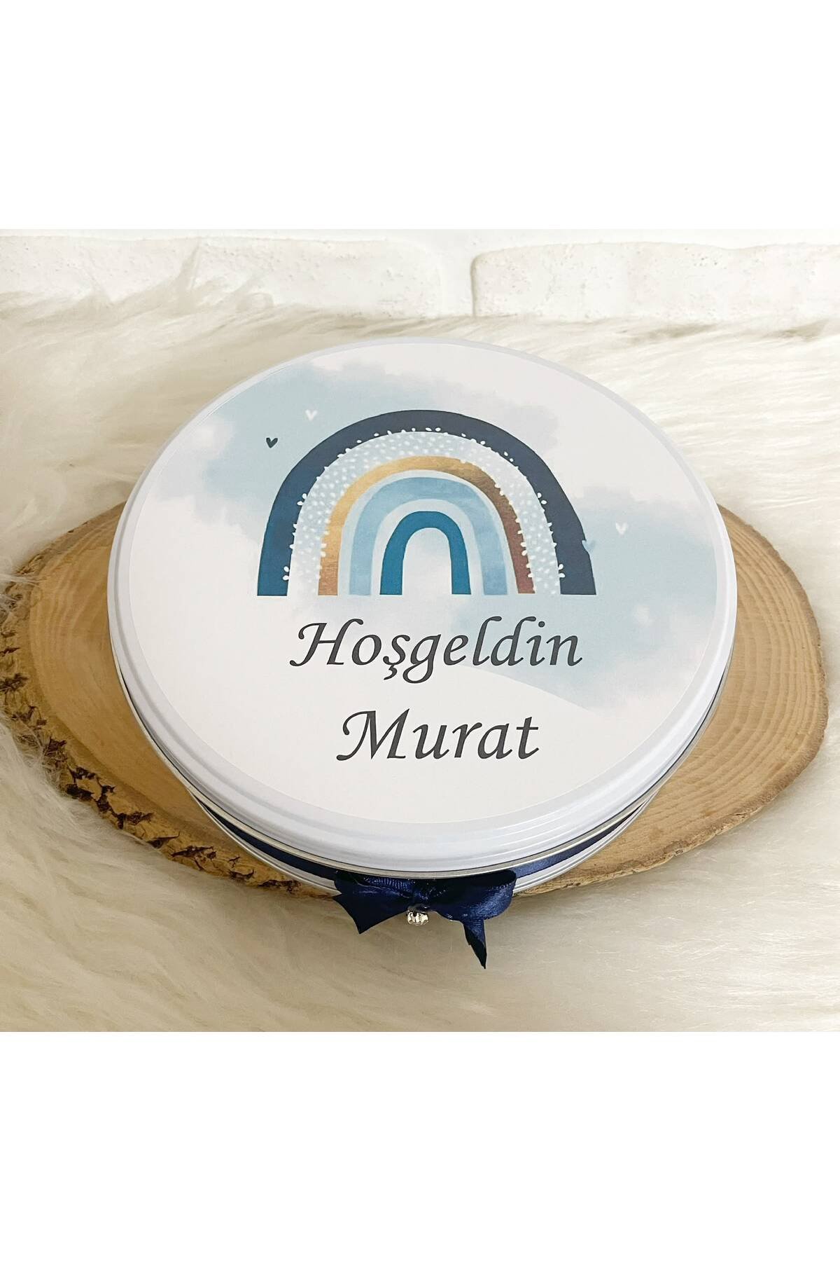 200 Adet Mavi Gökkuşağı Temalı İsme Özel Hoşgeldin Erkek Bebek Hediyelik Çikolata - Görsel 5