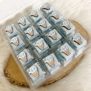 50 Adet (yaklaşık 1 Kg) Uçan Balonlu Ayıcık Temalı Ahşap Figürlü Erkek Bebek Hoşgeldin-Doğumgünü Hediyelik Kalın Madlen Çikolata
