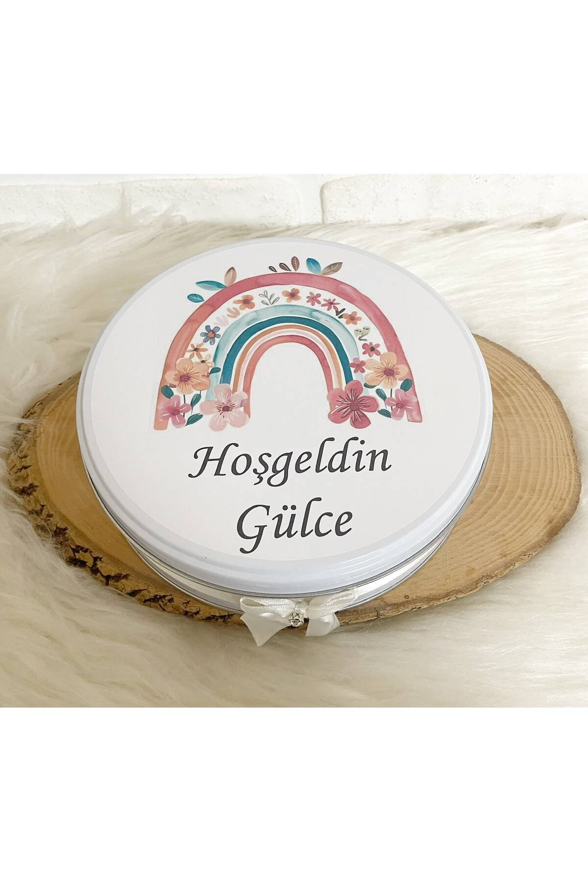 80 Adet Çiçekli Gökkuşağı Konsept İsme Özel Hoşgeldin Kız Bebek Hediyelik Çikolata - Görsel 5