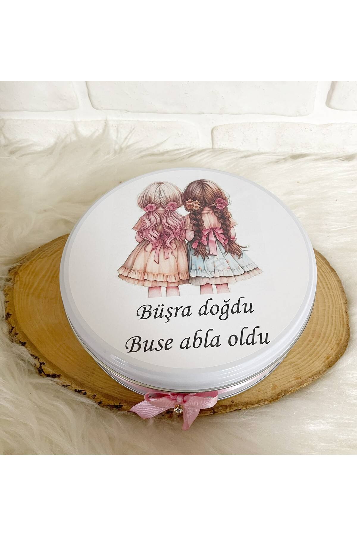50 Adet+200 Gr Drajeli Kız Kardeşler Temalı İsme Özel Hoşgeldin Kız Bebek Hediyelik Çikolata - Görsel 5