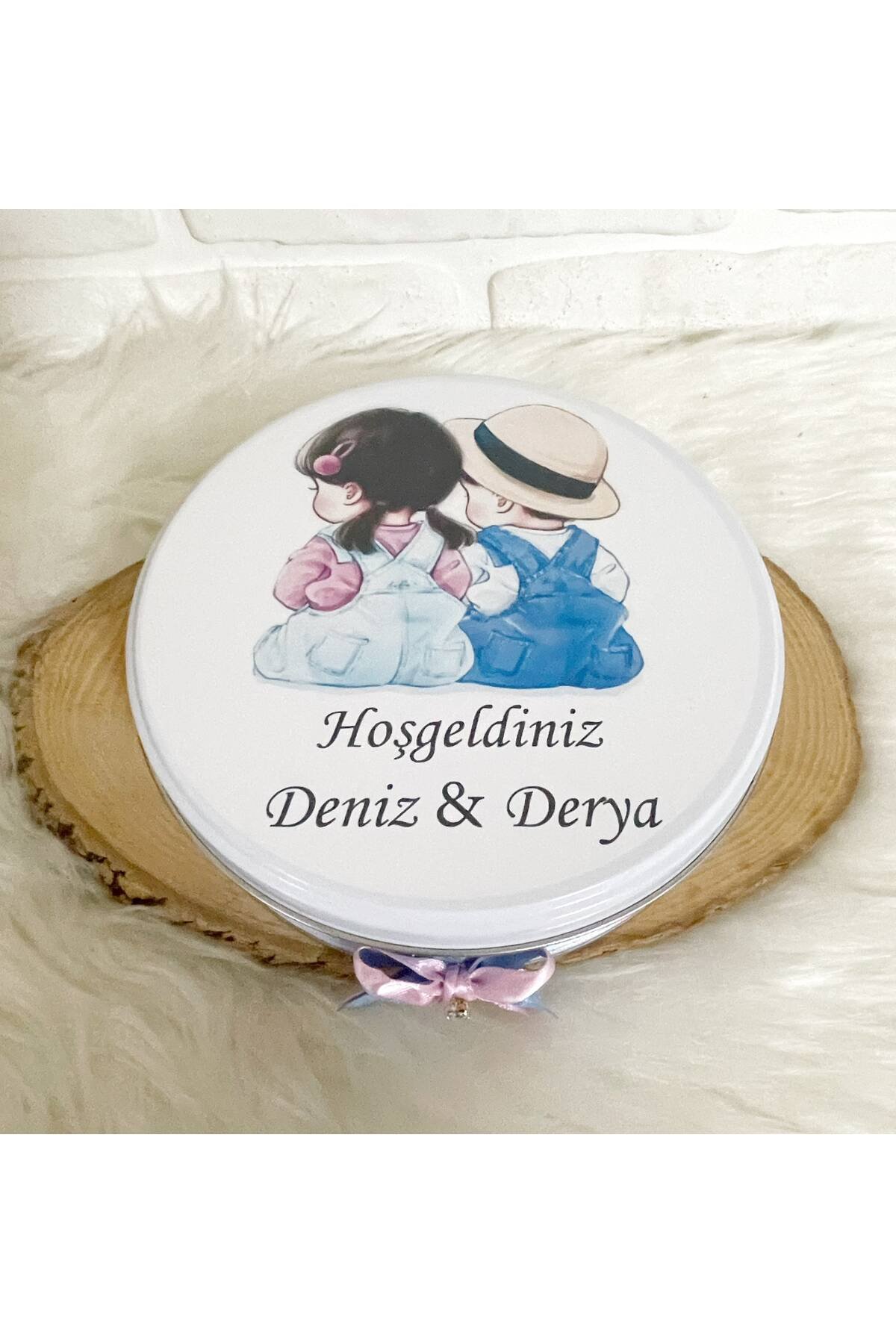 50 Adet+200 Gr Drajeli İkiz Kardeşler Temalı İsme Özel Hoşgeldin Kız-Erkek Bebek Hediyelik Çikolata - Görsel 5