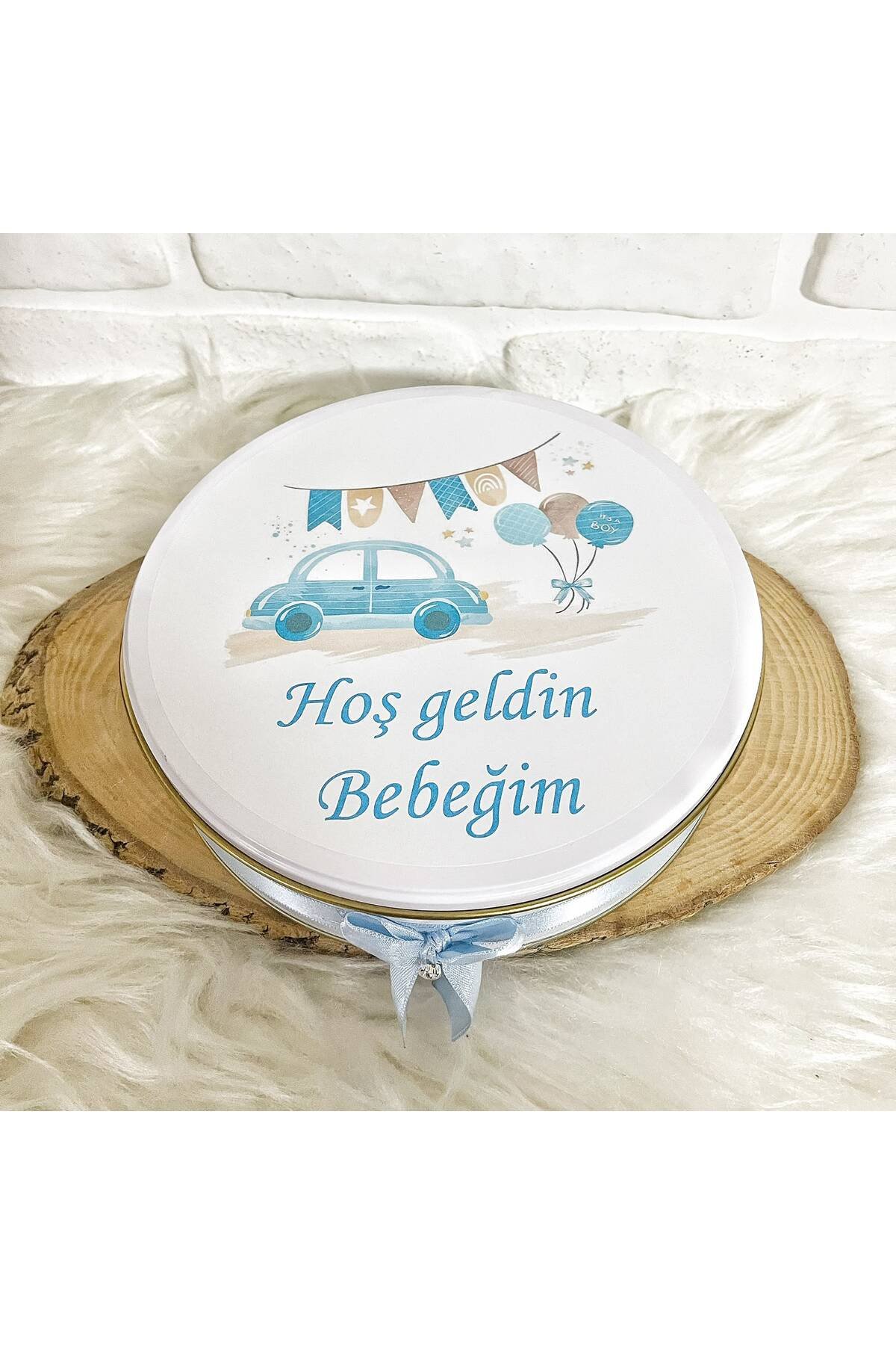 100 Adet+ 200 Gr Drajeli Mavi Araba Temalı İsme Özel Hoşgeldin Erkek Bebek Hediyelik Çikolata - Görsel 5