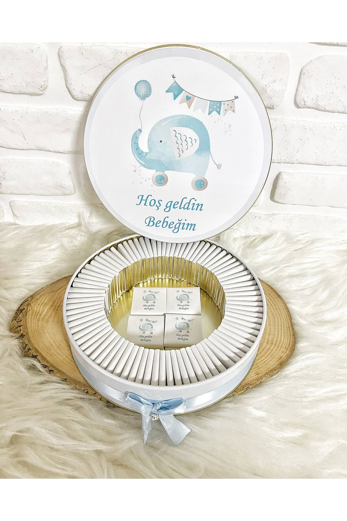 200 Adet Arabalı Fil Temalı İsme Özel Hoşgeldin Erkek Bebek Hediyelik Çikolata - Görsel 4