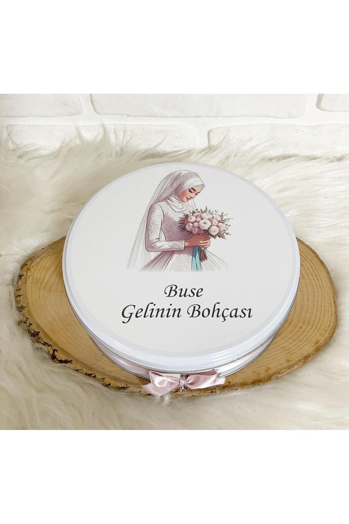 200 Adet + 200 gr Drajeli Tesettürlü Gelin Temalı İsme Özel Gelin Bohçası Hediyelik Çikolata - Görsel 5