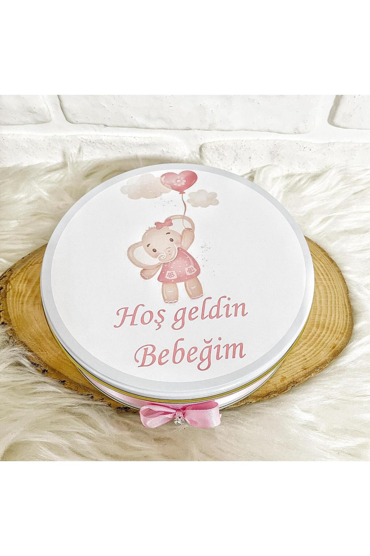 50 Adet Pembe Balonlu Fil Temalı İsme Özel Hoşgeldin Kız Bebek Hediyelik Çikolata - Görsel 5