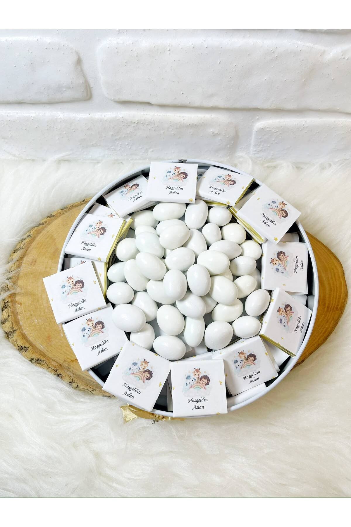 80 Adet+200 Gr Drajeli Gökkuşağında Safari Temalı İsme Özel Hoşgeldin Kız-Erkek Bebek Hediyelik Çikolata - Görsel 6