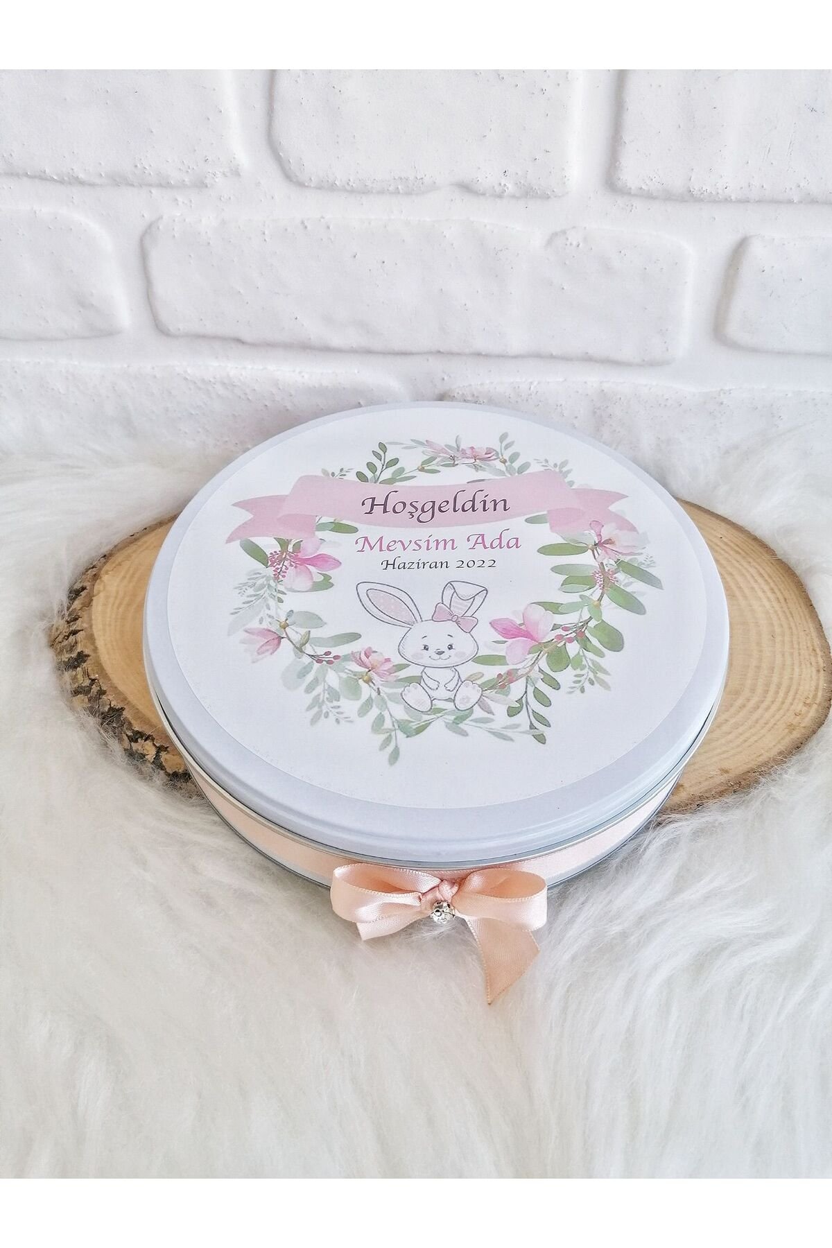 100 Adet Pembe Tavşan Çerçeveli İsme Özel Hoşgeldin Kız Bebek Hediyelik Çikolata - Görsel 2