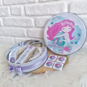 80 Adet Pembe Saçlı Deniz Kızı İsme Özel Hoşgeldin Kız Bebek Hediyelik Çikolata