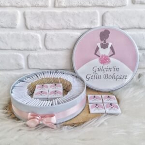 80 Adet Pembe Gelin Bohçası Temalı İsme Özel Hediyelik Çikolata
