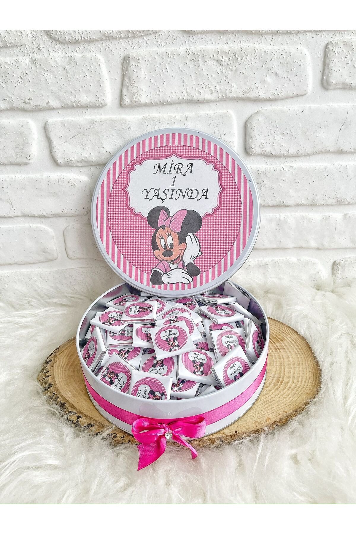 100 Adet Mickey Mouse Temalı İsme Hoşgeldin-Doğumgünü Kız Bebek Hediyelik Çikolata - Görsel 4