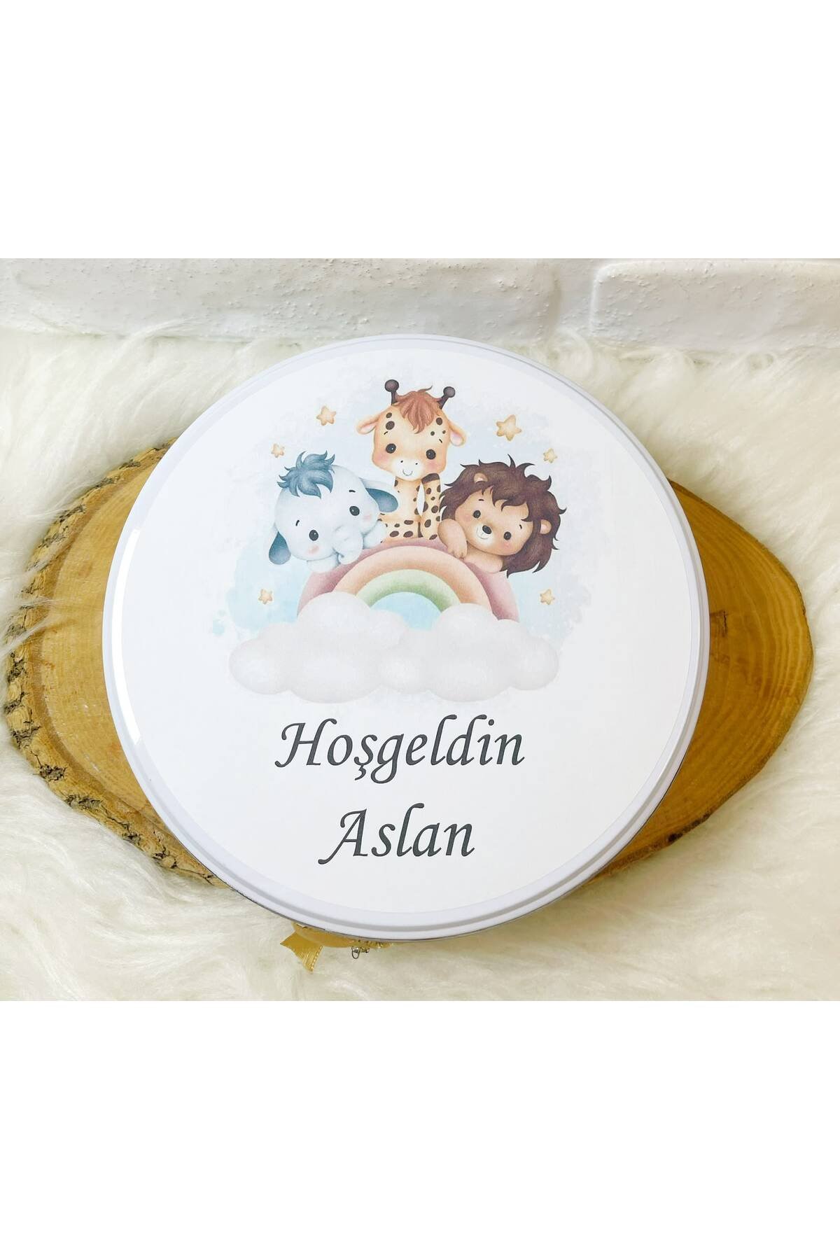 80 Adet Gökkuşağında Safari Temalı İsme Özel Hoşgeldin Kız-Erkek Bebek Hediyelik Çikolata - Görsel 5