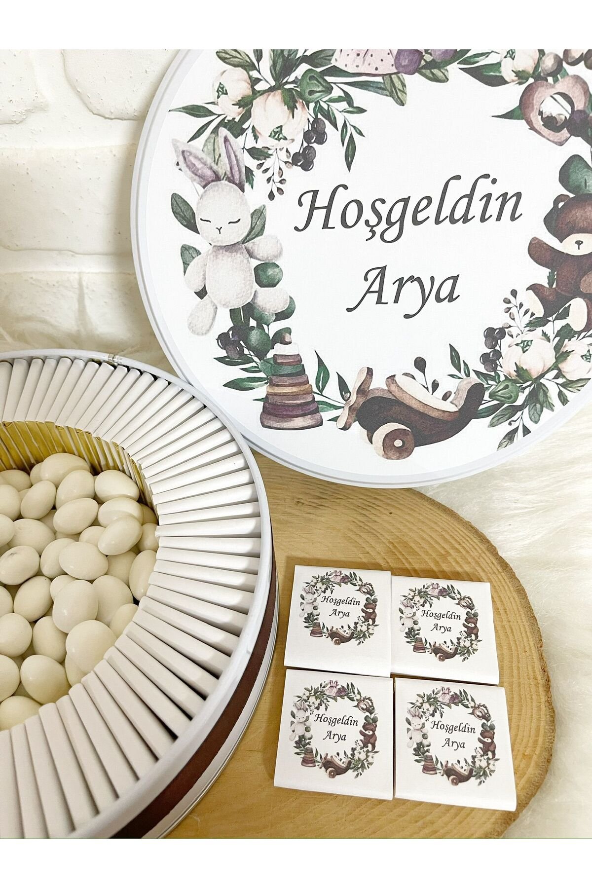 100 Adet+200 Gr Draje Oyuncak Temalı İsme Özel Hoşgeldin Erkek Bebek Hediyelik Çikolata - Görsel 4