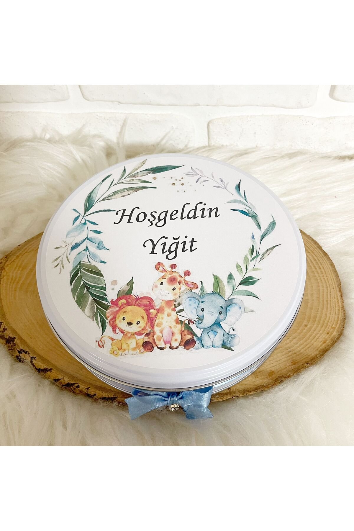 150 Adet+200 Gr Drajeli Yapraklı Safari Temalı İsme Özel Hoşgeldin Erkek Bebek Hediyelik Çikolata - Görsel 6